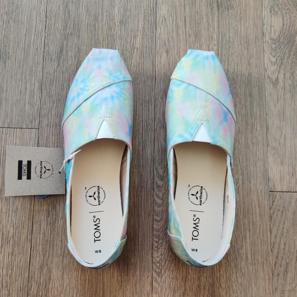 TOMS Alpargata Multicolored Pastel Tie Dye Slip On Canvas Sneaker - Picture 2 of 13